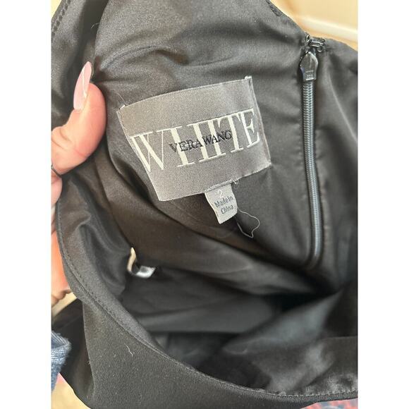 White By Vera Wang Long One Shoulder Bridesmaid Dress Black Evening Gown SZ 2 - Picture 4 of 9